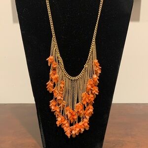 Vintage coral waterfall  and Gold tone  Necklace lobster clasp